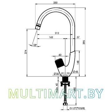 Смеситель Rubineta Swan-33(BK) SW0068 картинка 3